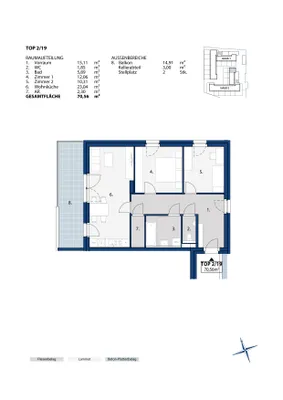 3-Zimmer-Wohnung mieten in Melk – 70,56 m², € 832 – Bild 2 von 2
