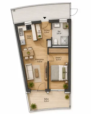 2-Zimmer-Wohnung mieten in Graz – 36 m², € 695 – Bild 8 von 10