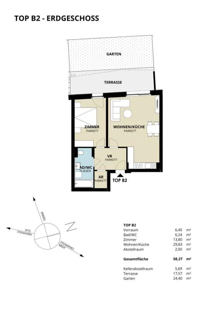 Exklusive 2-Raum Neubau-Wohnung "Am Kukuruz" in Saalfelden - Ansicht 3