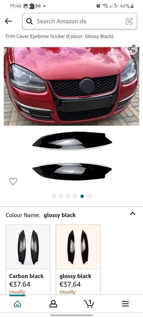 (verkauft) Schwarze Scheinwerfer Augenbrauen Golf 5