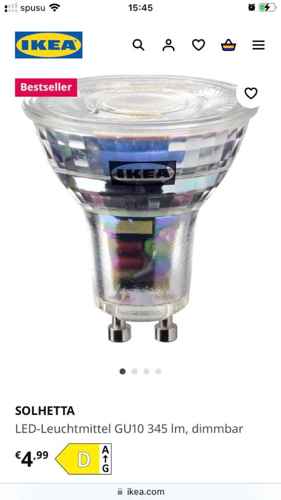 SOLHETTA Ampoule LED GU10 345 lumen, 4000 Kelvin - IKEA
