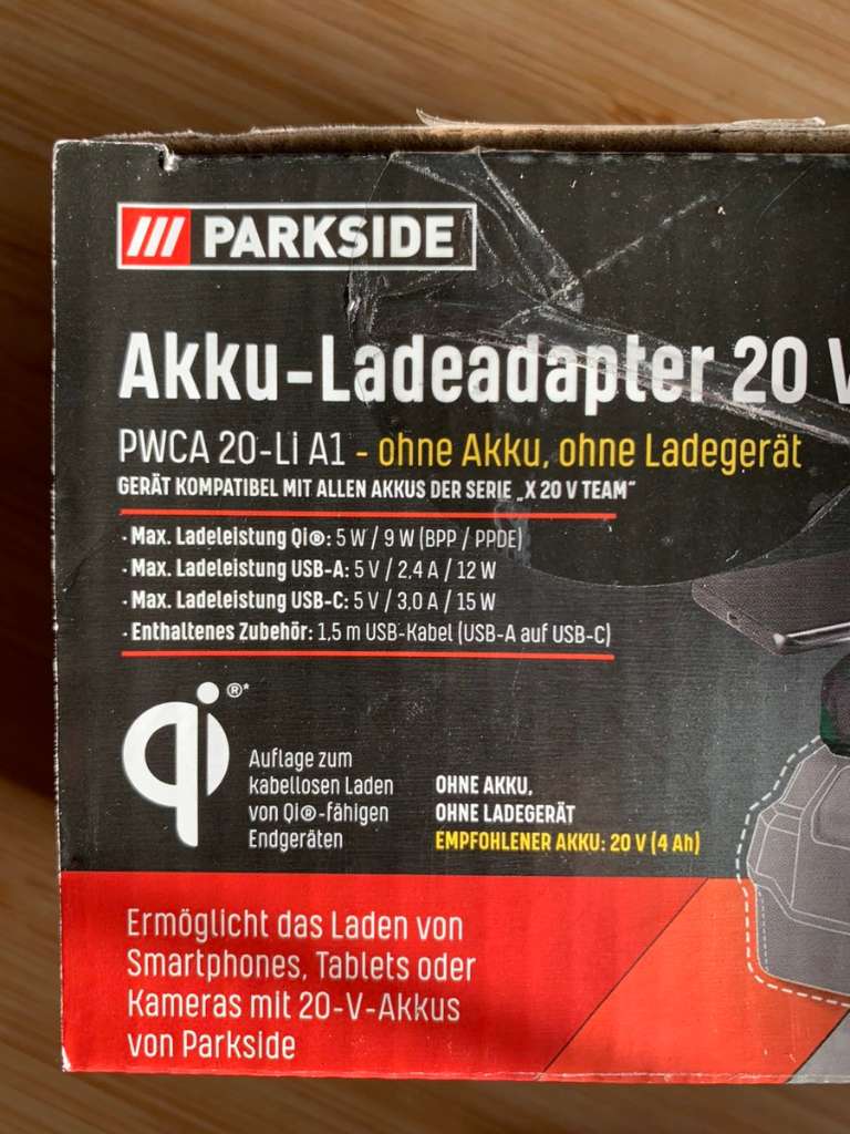 Parkside PWCA 20 Li A1 Akku Ladeadapter und LED Lampe, € 25,- (2490  Ebenfurth) - willhaben