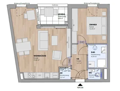 2-Zimmer-Wohnung kaufen in Sankt Pölten Land – 53,81 m², € 360.700 – Bild 3 von 16