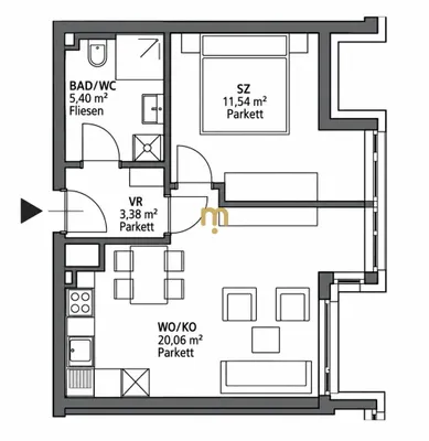 2-Zimmer-Wohnung mieten in Wien – 40,38 m², € 995 – Bild 8 von 8