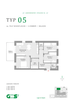 4-Zimmer-Wohnung mieten in Leoben – 77,69 m², € 1.018 – Bild 4 von 4