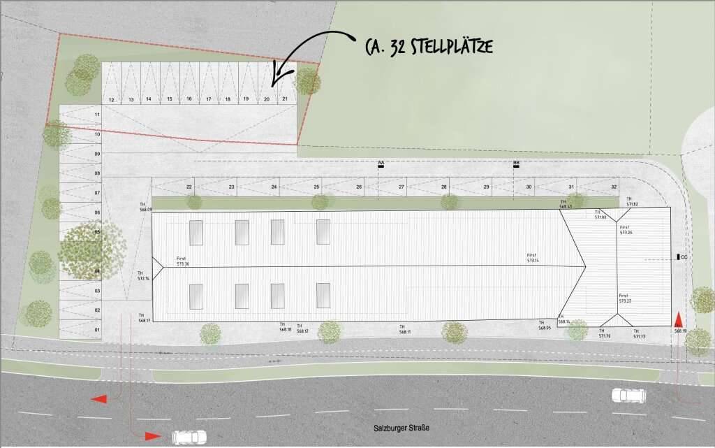 Gewerbebaugrund mit Altbestand und Bebauungsplanstudie in Eugendorf - Ansicht 2