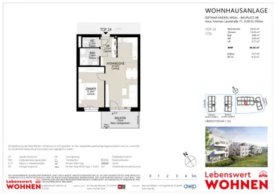 2-Zimmer-Wohnung mieten in Sankt Pölten – 46,56 m², € 602 – Bild 10 von 14