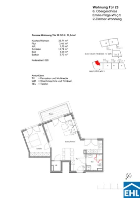 2-Zimmer-Wohnung mieten in Wien – 60,04 m², € 1.250 – Bild 6 von 6