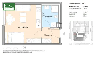 1-Zimmer-Wohnung mieten in Wien – 31,28 m², € 665 – Bild 15 von 15