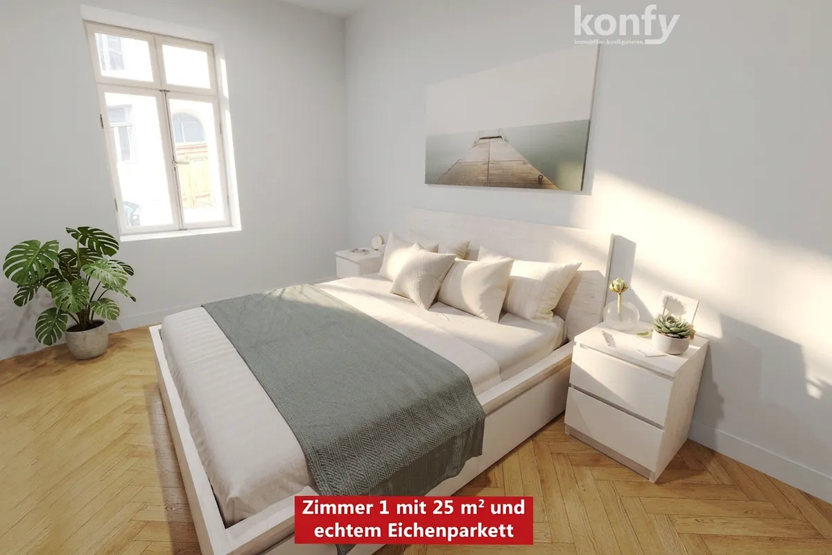 Seltene Gartenwohnung in Graz-Mitte: 2 oder 3-Zimmer mit charmantem Fischgrätparkett, WalkIn-Dusche und Feinsteinzeugfliesen. Optional sogar mit Fußbodenheizung! - Ansicht 3