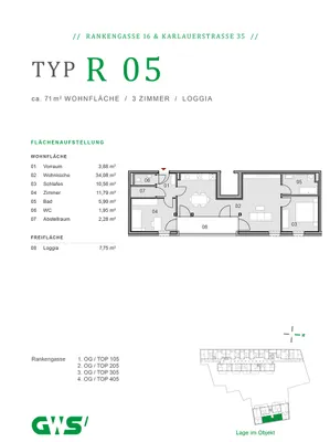 3-Zimmer-Wohnung mieten in Graz – 70,22 m², € 1.402 – Bild 13 von 13