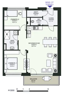 3-Zimmer-Wohnung mieten in Graz – 80,4 m², € 1.252 – Bild 6 von 6