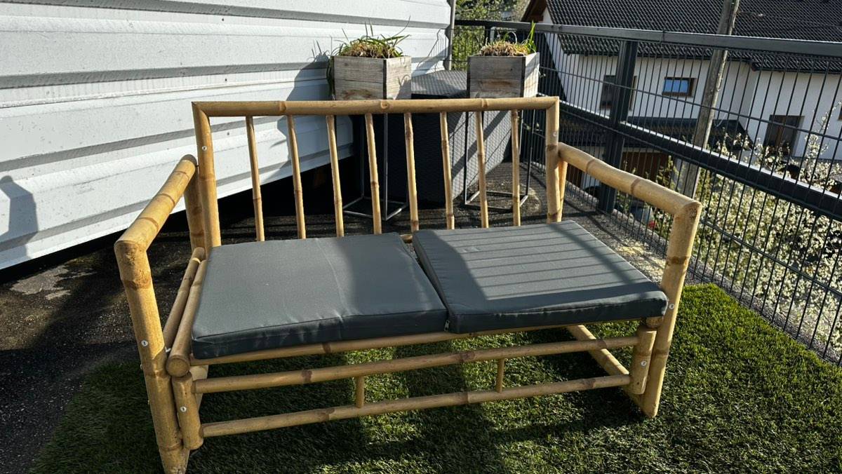 Bambus Gartenbank mit Auflage,  80,- (4271 Sankt Oswald bei Freistadt) -  willhaben