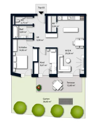 3-Zimmer-Wohnung kaufen in Wels-Land – 73,28 m², € 363.000 – Bild 9 von 9