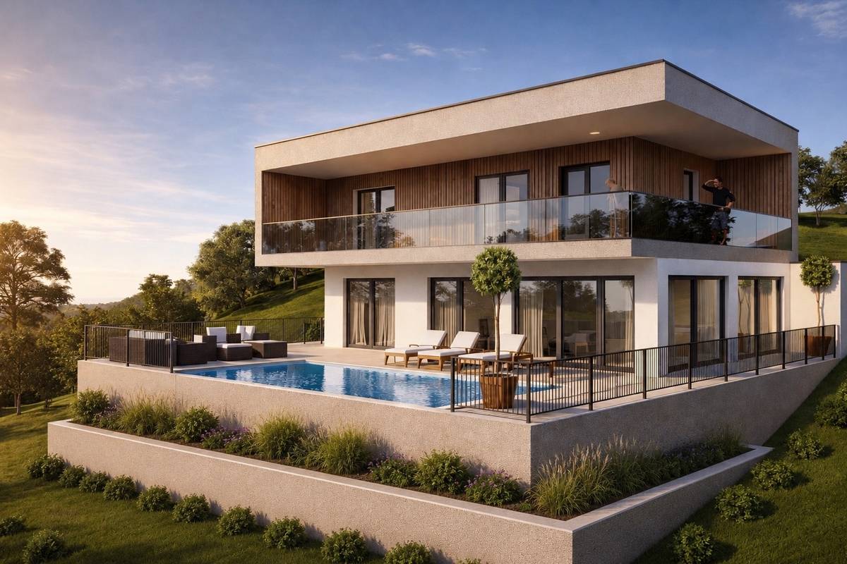 Architektenvilla mit Fernsicht in BESTLAGE am Gedersberg! 156 m² Terrasse, Pool, Tiefgarage, uvm – pohled 3