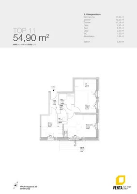 3-Zimmer-Wohnung mieten in Graz – 54,9 m², € 795 – Bild 8 von 9
