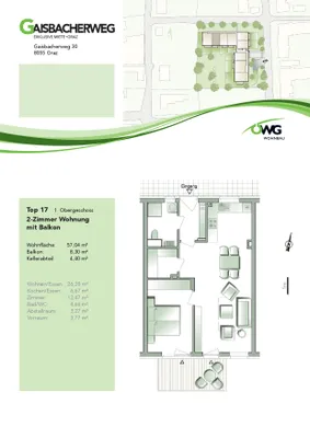 2-Zimmer-Wohnung mieten in Graz – 57 m², € 817 – Bild 2 von 13