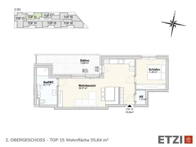 2-Zimmer-Wohnung kaufen in Krems Land – 55,64 m², € 216.000 – Bild 4 von 15