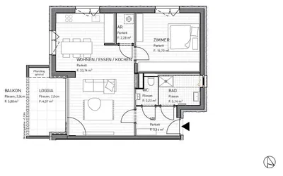 2-Zimmer-Wohnung kaufen in Klagenfurt – 64,25 m², € 260.300 – Bild 2 von 4