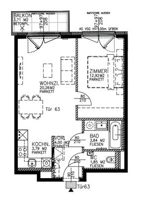 Mietwohnungen in Niedrigenergiehaus - 2 Zimmer mit Balkon - zu mieten in 1110 Wien
