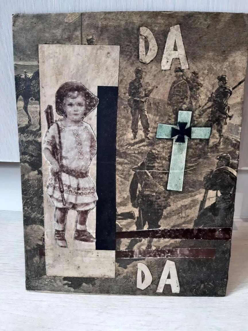 alte DADA Collage - Dadaismus - Originalarbeit von 1938 unleserlich signiert