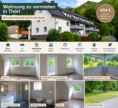 2-Zimmer-Wohnung mieten in Bruck-Mürzzuschlag – 78 m², € 654