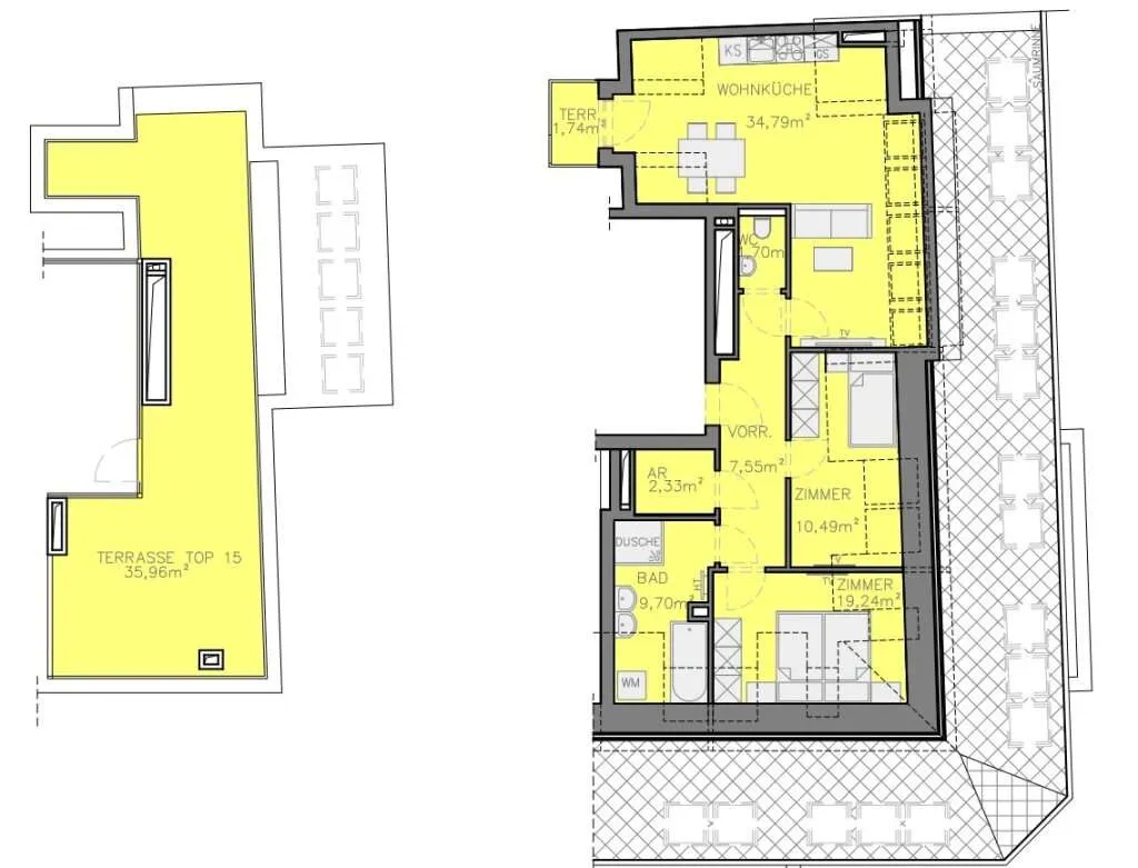 Modernes Neubau-Penthouse am Kutschkermarkt - Erdwärme, Fußbodenheizung & großzügige Dachterrasse! Garagenstellplatz - Ansicht 3