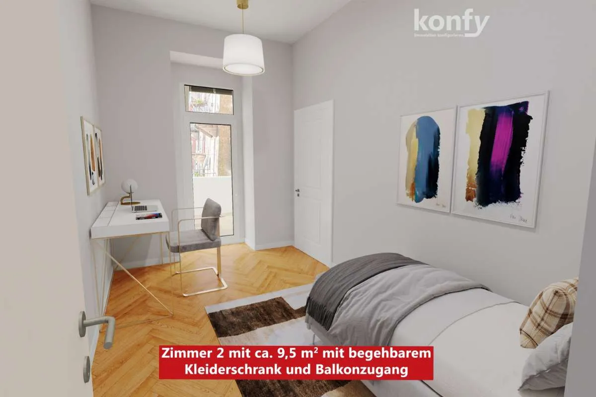 500m zum Jakominiplatz und TU Graz: 4-Zimmer mit ruhigem Innenhofbalkon, echtem Fischgrätparkett und Altbaucharme. Optional sogar mit Fußbodenheizung! - Widok 3