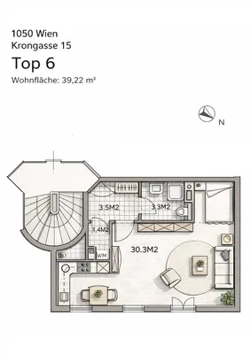 1-Zimmer-Wohnung mieten in Wien – 39,22 m², € 964 – Bild 11 von 12