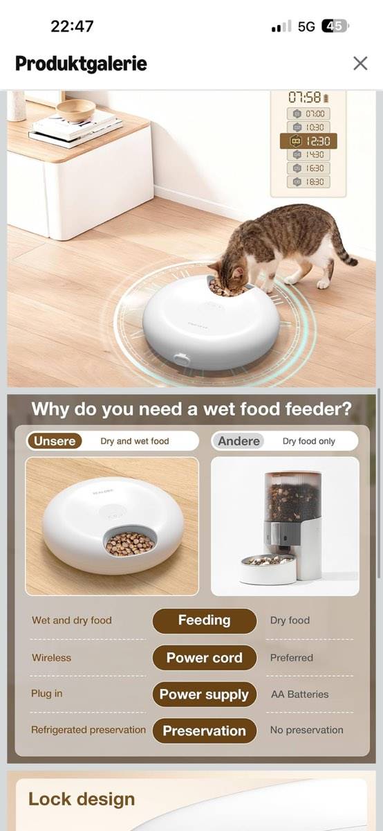 Futterautomat Katze mit App-Steuerung, automatischer Futterspender fr  Trocken- und Nassfutter, intelligenter Katzenfutterspender mit Zwei  Khlakkus, programmierbarer Zeitschaltuhr, 6 Mahlzeiten,  70,- (1200 Wien)  - willhaben
