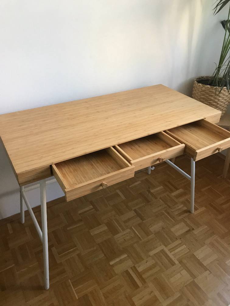 badezimmerschrank bambus weiß Bambus Waschbeckenunterschrank Weiß — SVITA main image 0