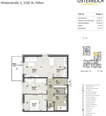 3-Zimmer-Wohnung mieten in Sankt Pölten – 71,51 m², € 905 – Bild 7 von 7