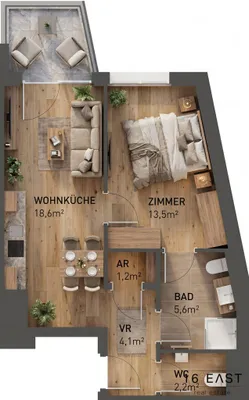 2-Zimmer-Wohnung kaufen in Wien – 45,12 m², € 259.935 – Bild 8 von 8