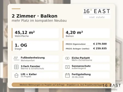 2-Zimmer-Wohnung kaufen in Wien – 45,12 m², € 259.935 – Bild 4 von 8