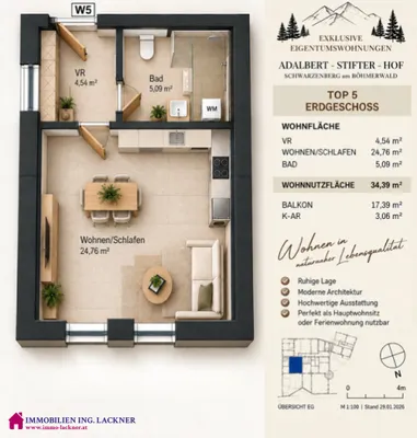 1-Zimmer-Wohnung kaufen in Rohrbach – 34,39 m², € 151.316 – Bild 3 von 6