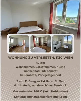 Helle 2 Zimmerwohnung mit Traumblick (Mietpreis inkl. Heizkostenakonto)