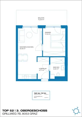 2-Zimmer-Wohnung mieten in Graz – 40,59 m², € 615 – Bild 9 von 9