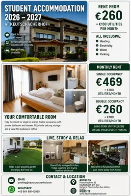 1-Zimmer-Wohnung mieten in Klagenfurt – 21 m², € 469