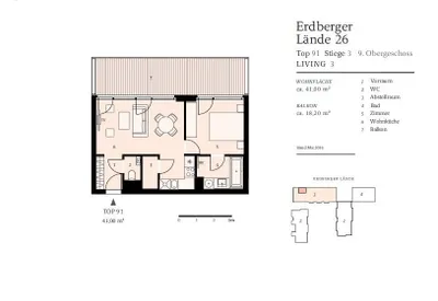 2-Zimmer-Wohnung mieten in Wien – 41 m², € 1.012 – Bild 11 von 12
