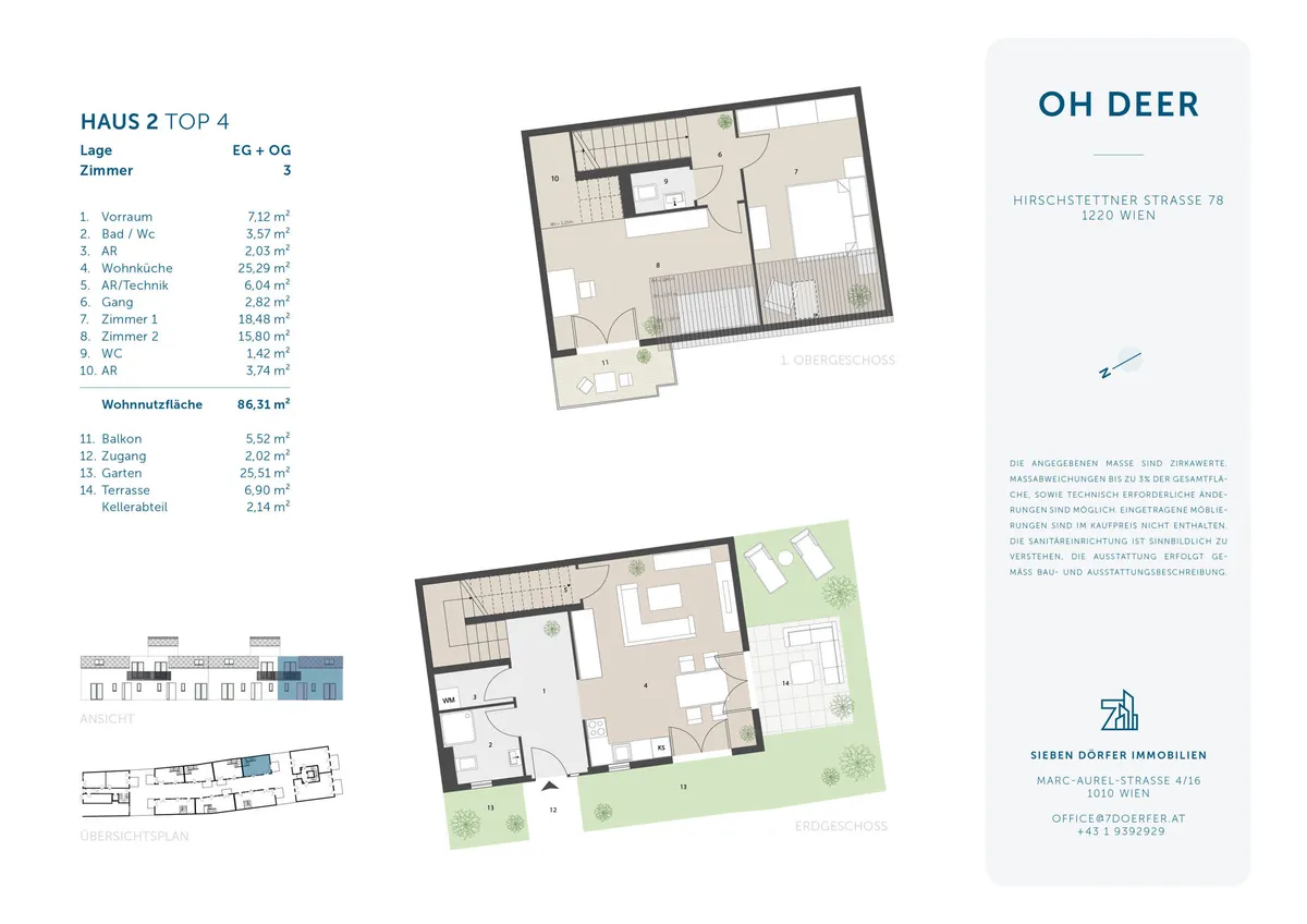 Wohnen beim Hirschstettner Park | Townhouse mit Garten, Terrasse & Balkon | ERSTBEZUG - Ansicht 2