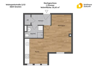 1-Zimmer-Wohnung mieten in Scheibbs – 35,65 m², € 380 – Bild 2 von 2