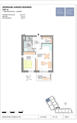 2-Zimmer-Wohnung mieten in Neunkirchen – 53,21 m², € 608 – Bild 2 von 2