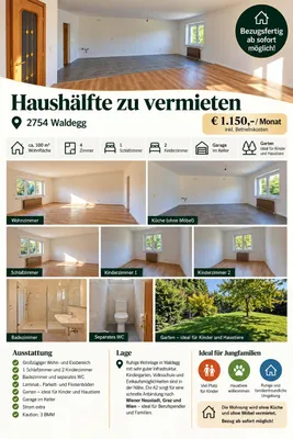 4-Zimmer-Gewerbeimmobilie mieten in Wiener Neustadt Land – 100 m², € 1.150