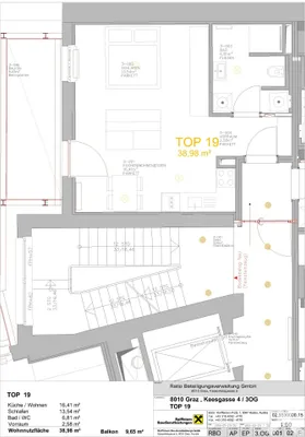 1-Zimmer-Wohnung mieten in Graz – 38,98 m², € 697 – Bild 8 von 8