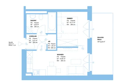 2-Zimmer-Wohnung mieten in Graz – 34,72 m², € 628 – Bild 2 von 6