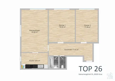 3-Zimmer-Wohnung mieten in Graz – 82,38 m², € 1.020 – Bild 10 von 13