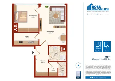 2-Zimmer-Wohnung mieten in Linz – 50 m², € 614 – Bild 9 von 9