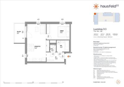 Top: A.82 ● LUMINA im Hausfeld²² ● Unbefristet ● Termin online buchen: www.hausfeld22.at/lumina