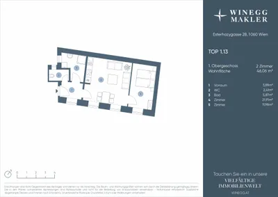 2-Zimmer-Wohnung kaufen in Wien – 46,06 m², € 369.000 – Bild 15 von 15