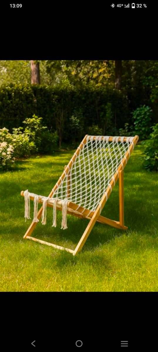 LIEGESTUHL BAMBUS Makramee Liegestuhl Gartenstuhl klappbar Sonnenliege  verstellbar Relaxstuhl Outdoor Klappstuhl Garten Bambusstuhl Garten Lounge  Stuhl Terrasse,  40,- (8511 Sankt Stefan ob Stainz) - willhaben
